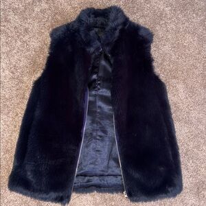 J. Crew Faux Fur Vest in Deep Navy